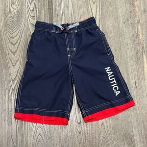 Nautica Boys Swim Trunk Shorts Mesh Elastic Waist Drawstring Blue Size L